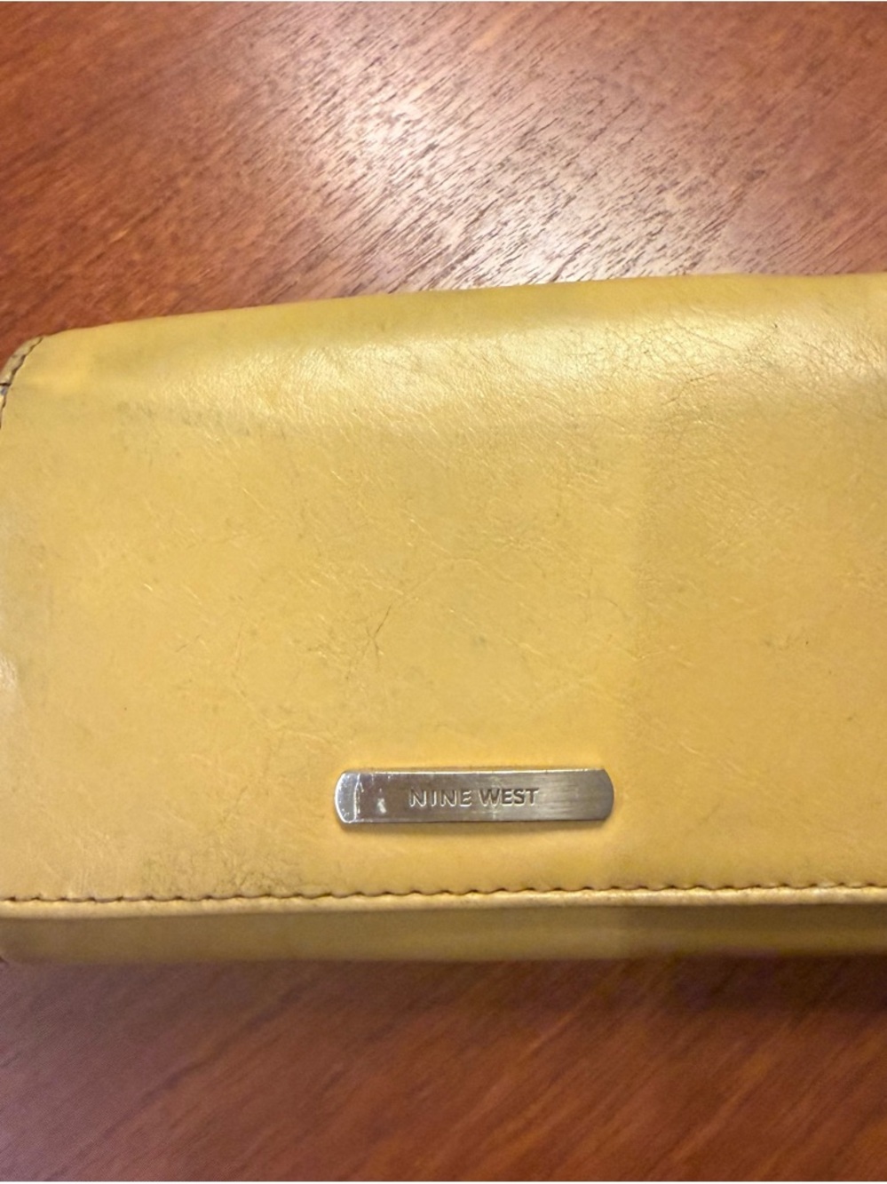Nine West Yellow Leather Wallet with Metal Logo
